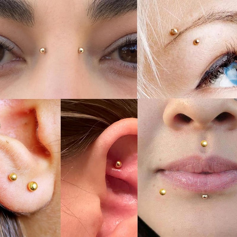 QWALIT Fake Lip Ring Fake Lip Piercing Fake Piercings Fake Nose Ring Hoop Fake Face Piercing Fake Lip Stud Fake Nose Stud Stick on Fake Eyebrow Piercing Fake Eyebrow Ring Fake Piercing Balls Silver - Image 3